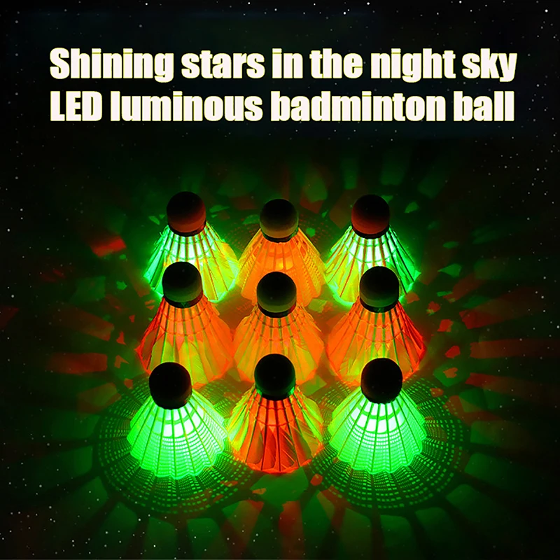 1Pcs Lighting Badminton Head LED Luminous Colorful Goose Feather Shuttlecock Outdoor Sports Entertainment Night Training Ball