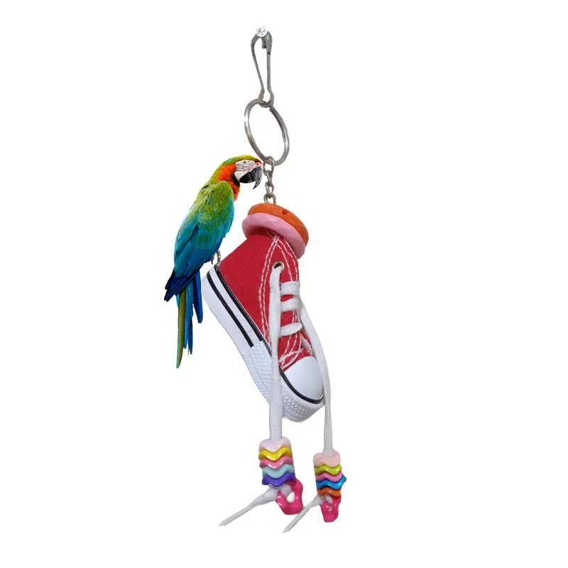 Bird Parrot Play Toys Birds Toys Mini Canvas Shoes Bite Decoration Hanging Cage Fun Craft Parrot Accessories Pet Items