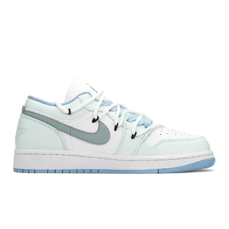 【Customize】Air Jordan 1 Vintage Basketball Shoes Women's Low-top Blue/gray Sneakers shoes DC0774-164