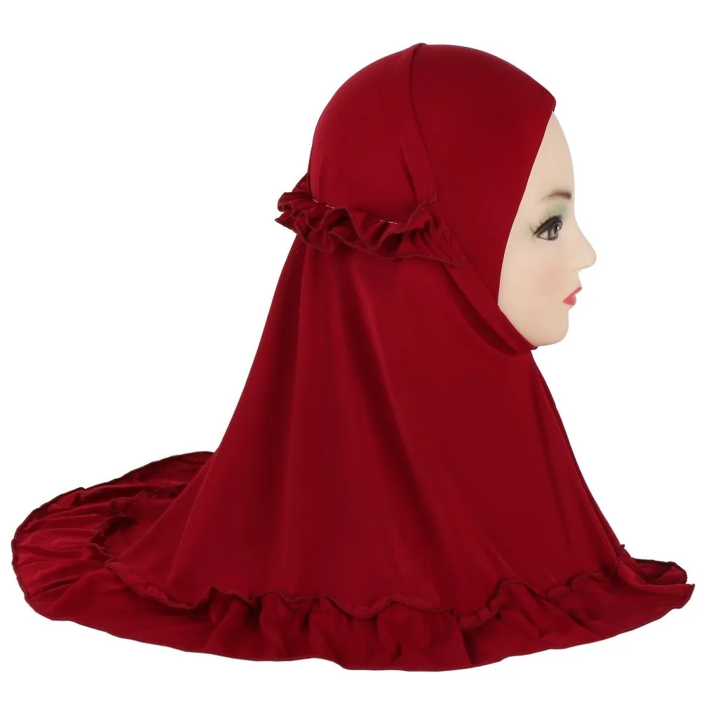 

Fashion Style With Crinkles Ruffled Hem Hijab Soft Breathable Girl's Head Scarf Cute Lightweight Turban Caps Daily Wear