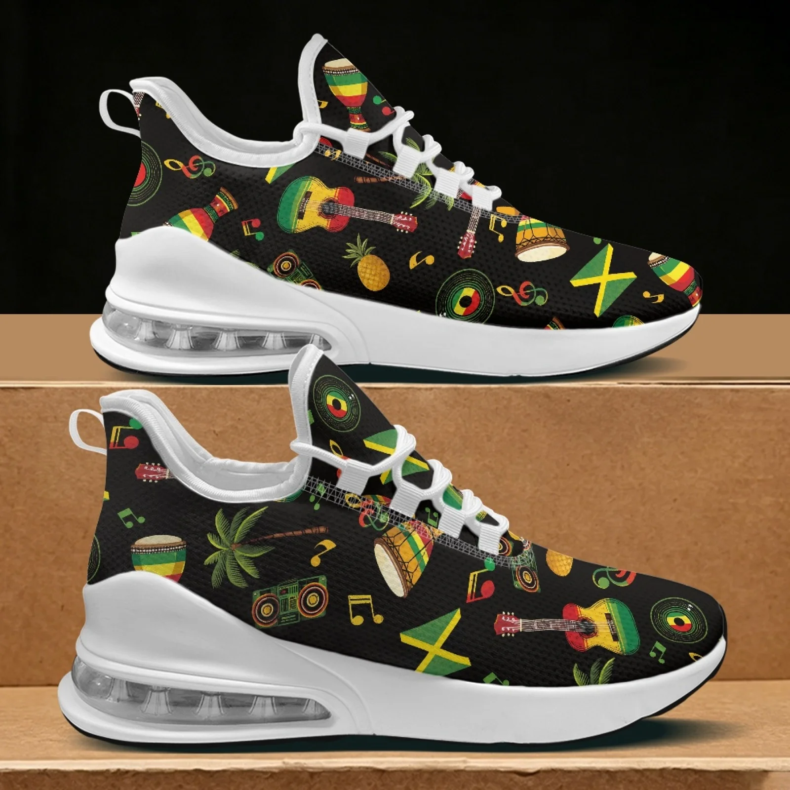 PENSTROLL Mesh & EVA Durable Walking Workout Sneakers Non Slip Running Sneakers for Women Casual Jamaican Music