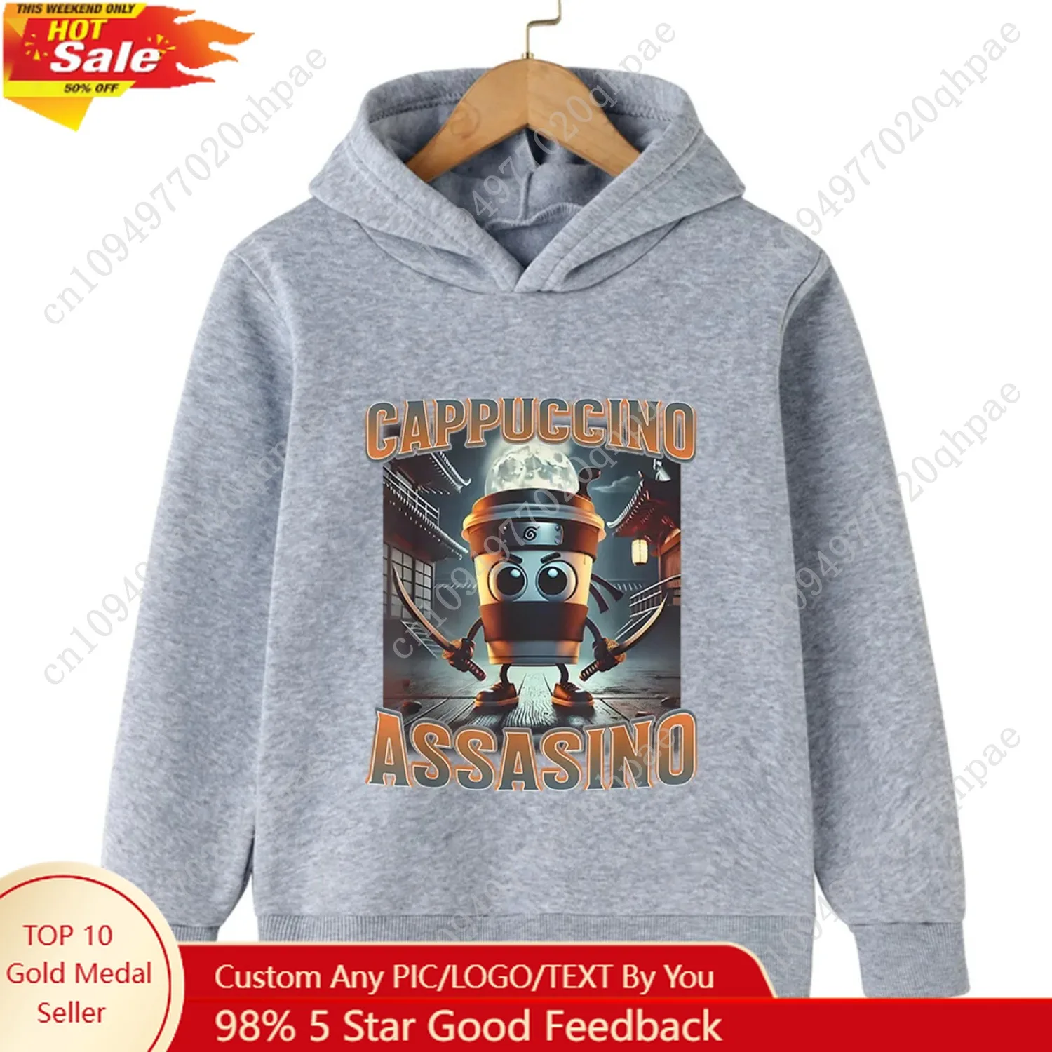 

Italian Brainrot's Interesting Printed Fashionable Cute Children's Hoodies Are Warm Clothes for Boys Girls in Autumn Winter