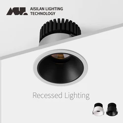 Aisilan LED Adjustable Angle CRI 97 Downlight Indoor Anti-glare Aluminum Recessed Light Fixture for Living Room Bedroom Office