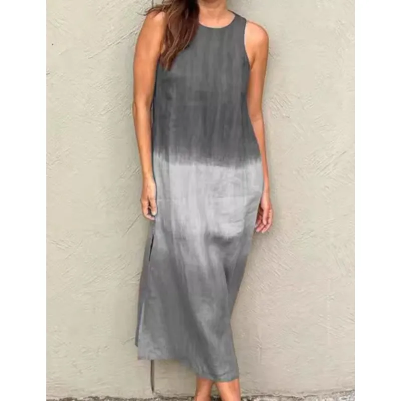 فساتين نسائية طويلة متدرجة بدون أكمام فستان عشاء ريترو برقبة على شكل حرف v فستان مثير للحفلات من Indianos فستان طويل مطبوع فساتين سهرة