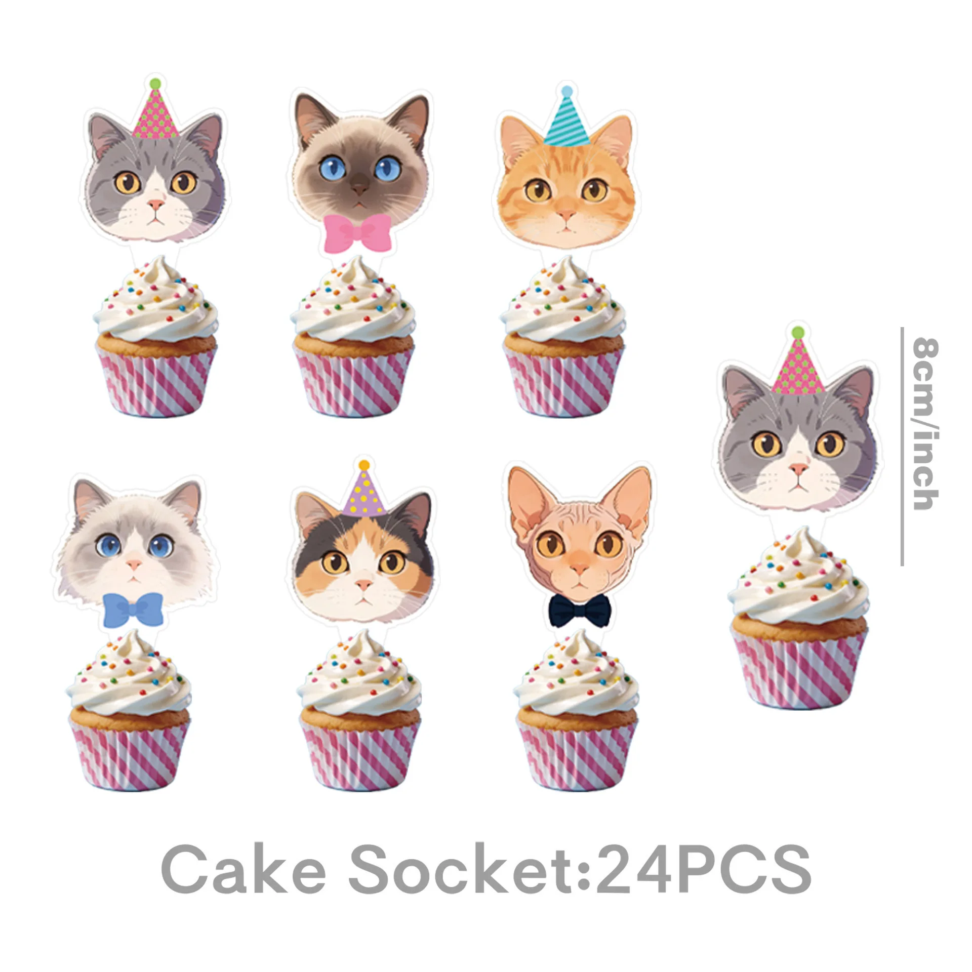 Lustiger Katzen-Kuchenaufsatz „Meow Happy Birthday“ – Party-Dekorationen im Kätzchen- und Haustier-Thema für Babypartys und Katzenliebhaber – Detail 4