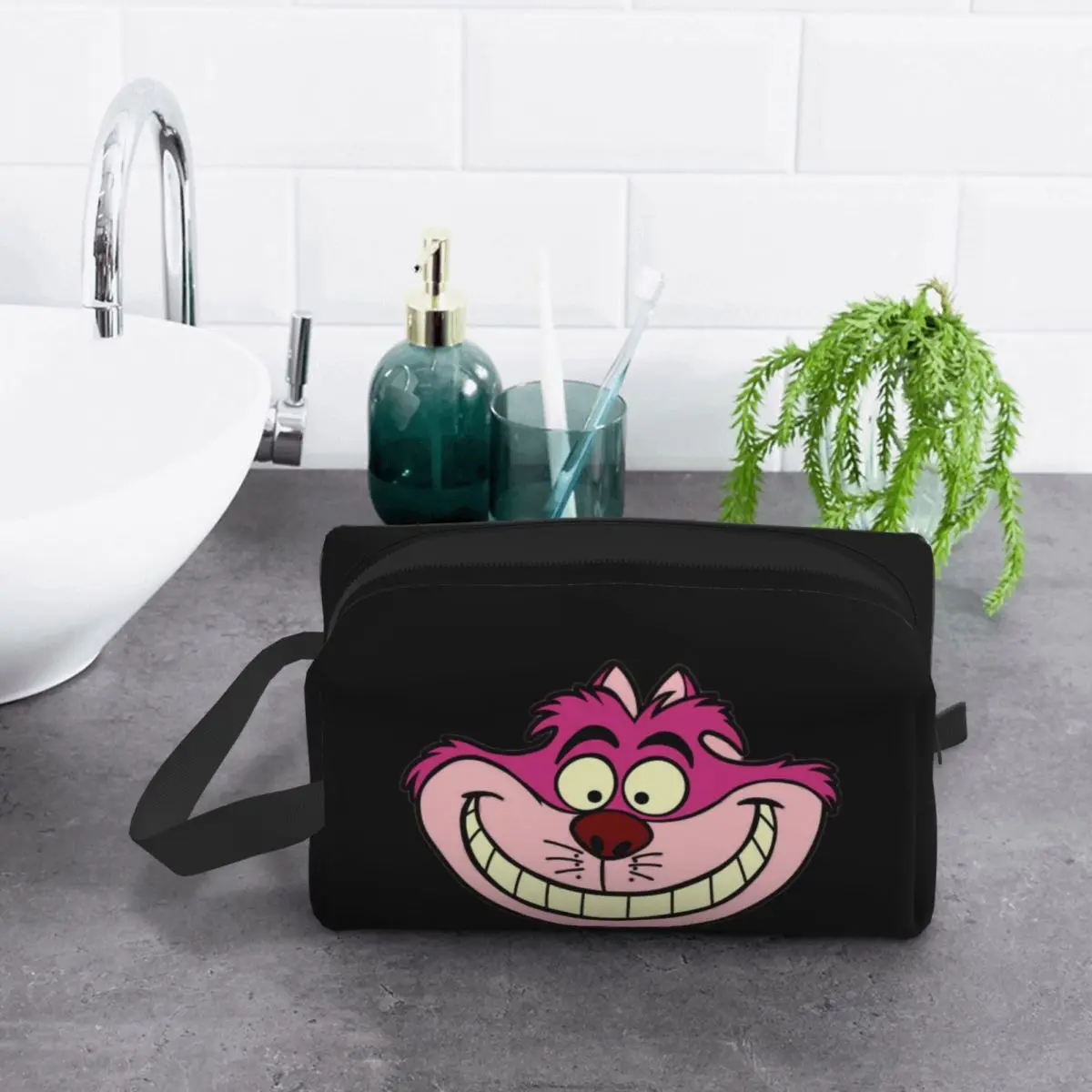 Custom Kawaii Cheshire Cat Travel Toiletry Bag for Women Animal Alice In Wonderland Makeup Cosmetic Bag Beauty Storage Dopp Kit