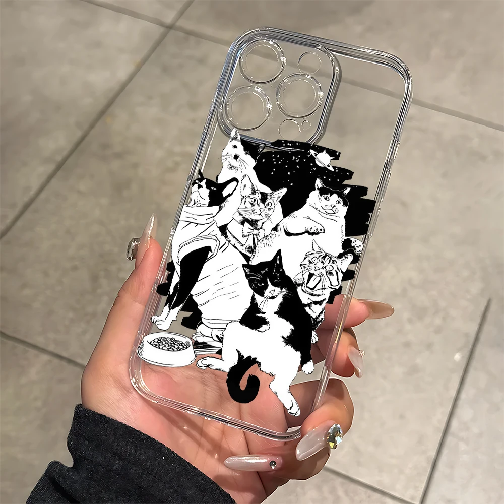 الخيال العلمي نمط القط سيليكون جراب هاتف آيفون 17 16 15 14 13 12 11 برو Xs ماكس الهواء ميني 7 8 6 6s زائد SE 2020 2022 غطاء #1