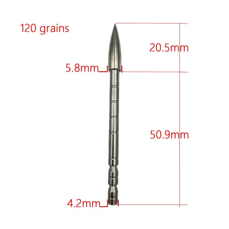 12PCS 4.2 mm Bullet Point Tip Arrow Head DIY 80 100 120 Grain For ID 4.2 mm Arrow Shaft Arrow Head Archery Accessory Bow