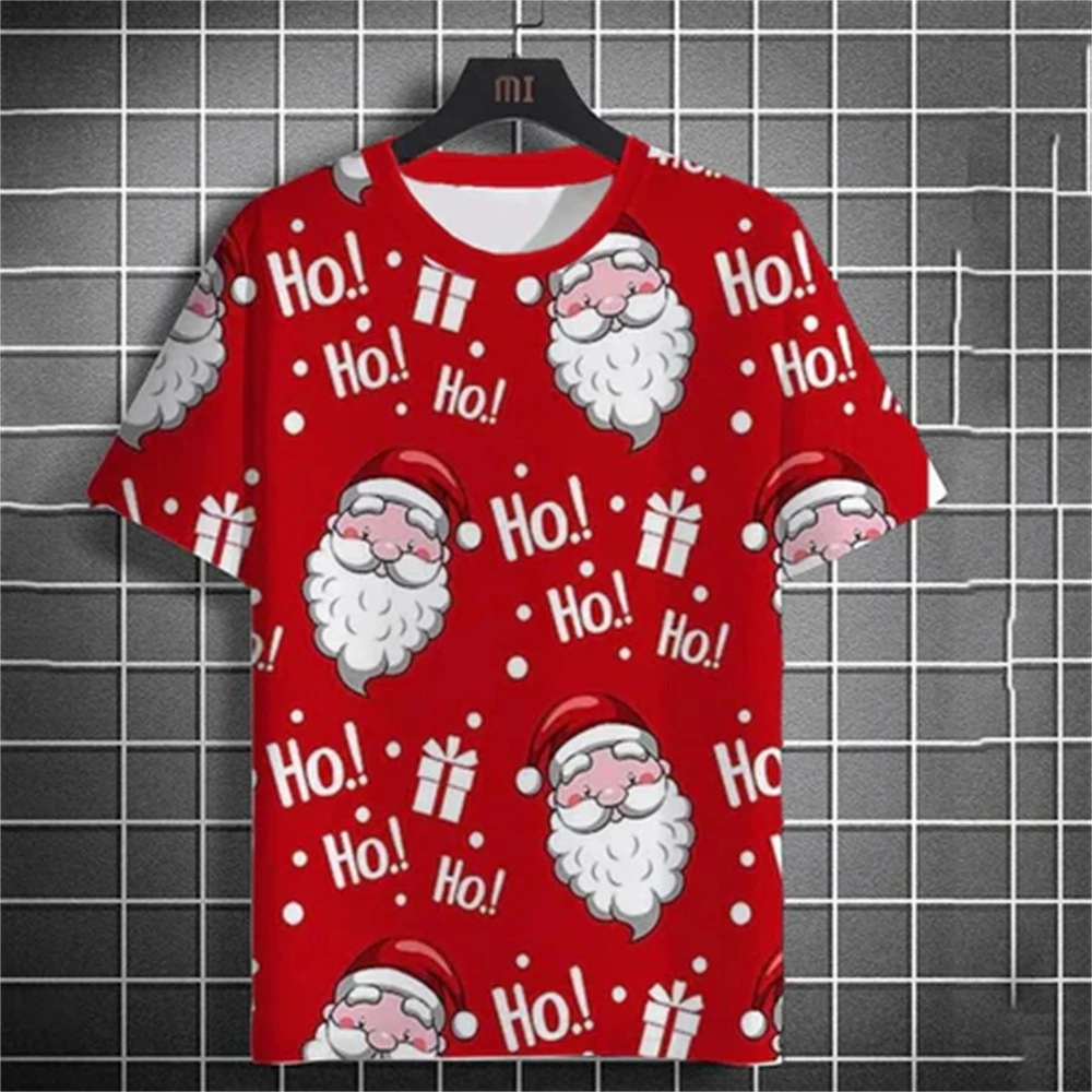 Christmas Santa Claus Print Cotton T-Shirts Men Women Casual Short Sleeves T Shirt Streetwear Harajuku Tees Tops Unisex Clothing