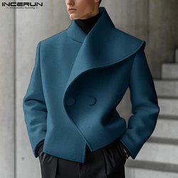 Fashion Casual Style Tops INCERUN New Men's Asymmetrical Collar Suit Handsome Male Personality Solid Loose Long Sleeved Blazers