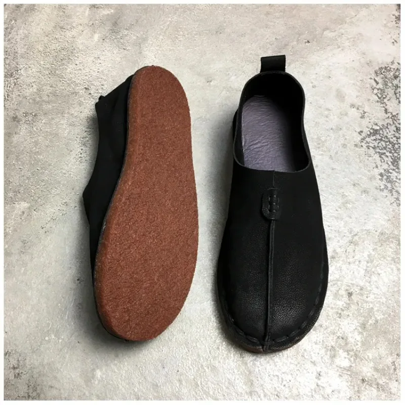 Barefoot Shoes Men's Genuine Leather Oxford Women's Natural Leather Loafers Retro Single Cowhide Handmade