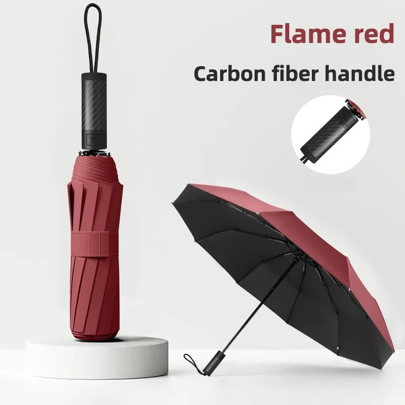 

Automatic Folding Umbrellas, Carbon Fiber Handle, Windproof Reinforced Thickened Men's Business Rain Umbrellas Sun Parasol