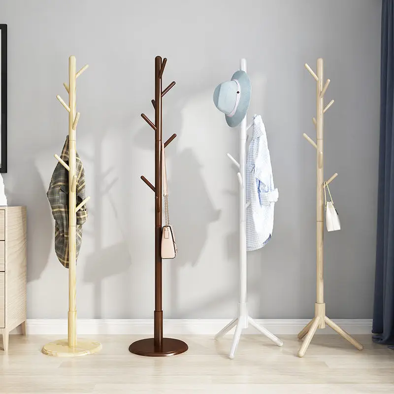 Solid Wood Furniture Standing Coat Rack Vertical Floor Hanger Household Simple Wardrobes Bedroom Dormitory Hanger Clothes Rack