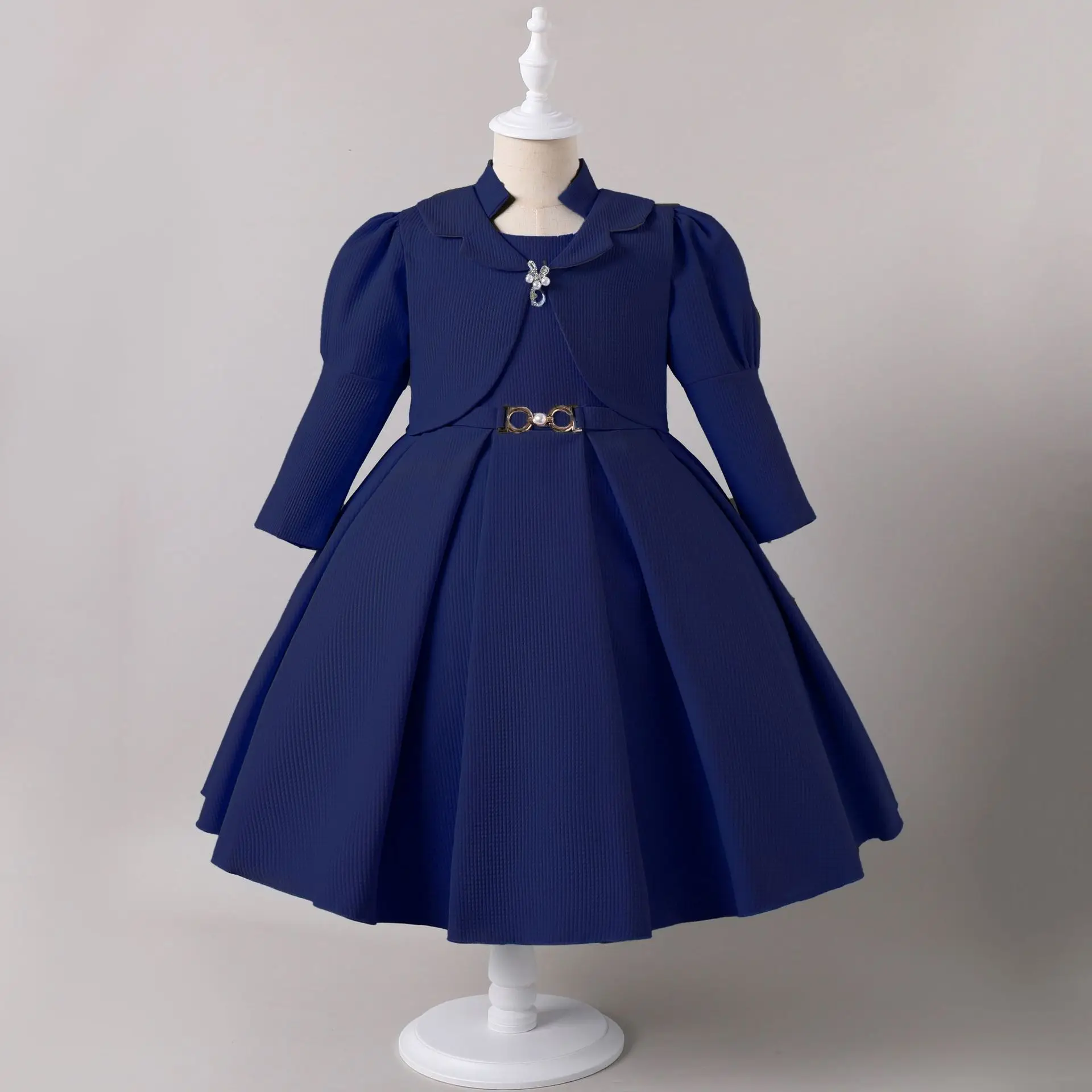 

HETISO Gorgeous Elegant Long Sleeve Girls Dress Coat Set Children's Formal Performance Wedding Ball Gown 5-10 Years