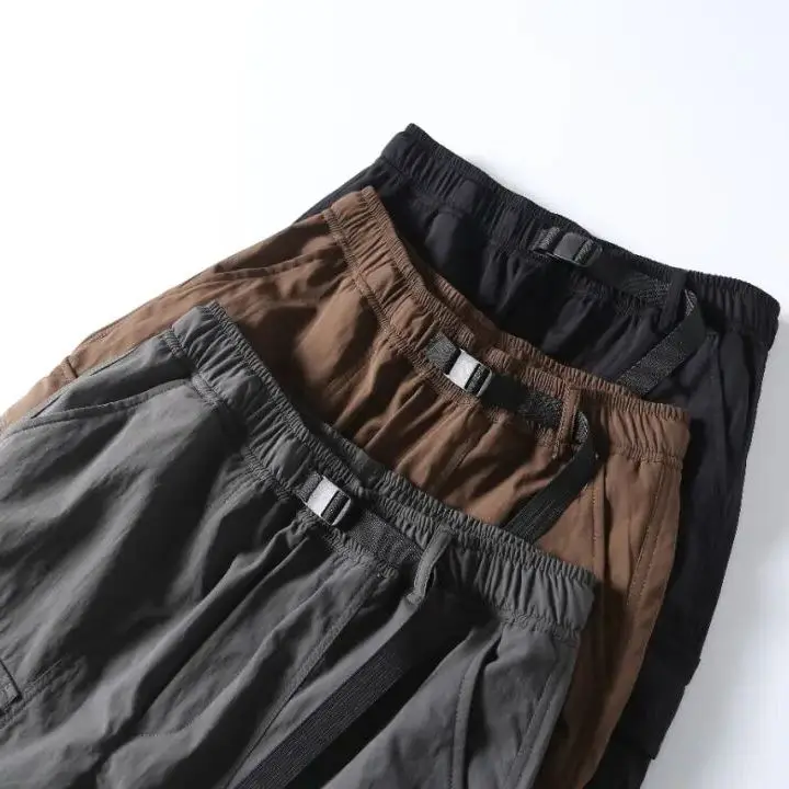 

Retro American High Street Men's Outdoor Sports Work Pants Elastic Waist Casual Trousers Autumn New Arrival Trendy Bla ey...