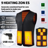 9 Areas USB Heated Vest Men Women Electric Heating Vest Heated Jacket Heated Vest Bodywarmer Heated Down Jacket Winter