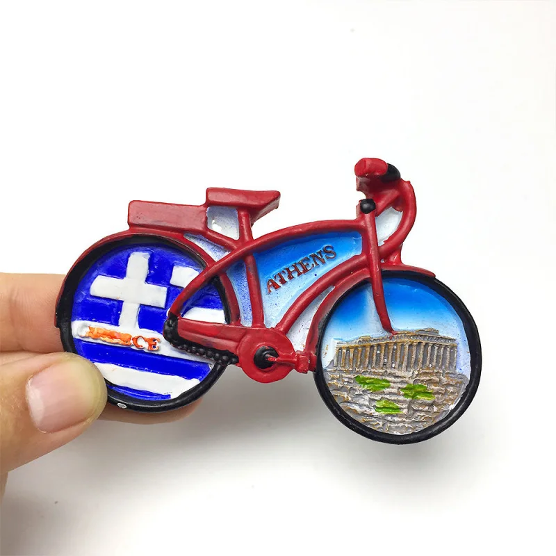 Athens Acropolis Cultural Creative Hot-Selling Painted Bicycle Magnetic Fridge Magnet Travel Souvenir Home Decoration