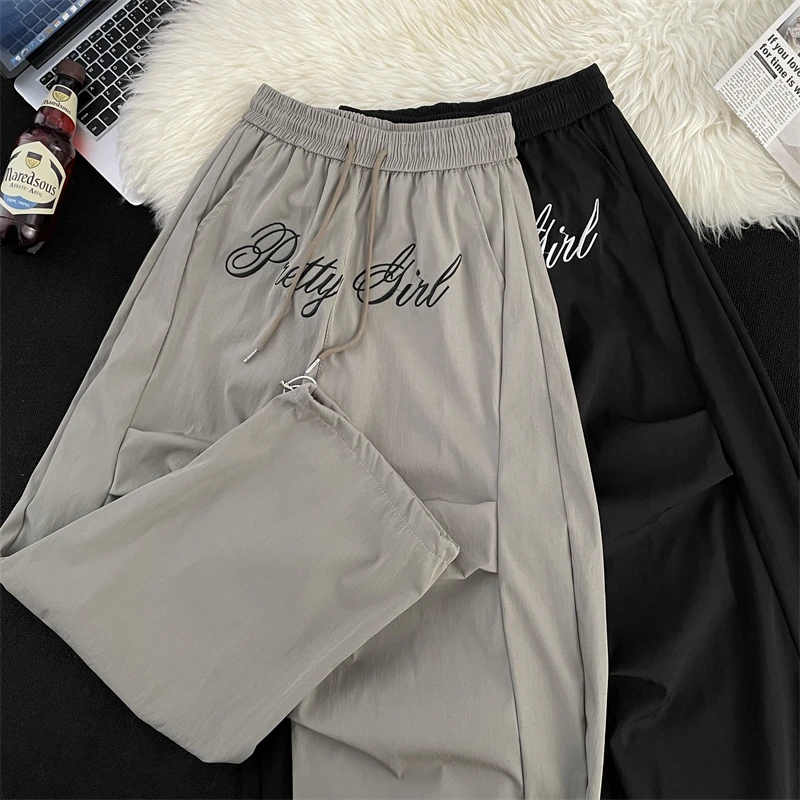 

Мужские летние повседневные брюки Qui Dry, свободный крой, с принтом, с широкими штанинами, прямой крой, спортивные брюки в стиле ретро, американский стиль