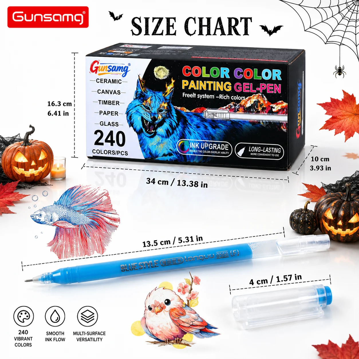 240 Color Hand-Painted Gel Pen Set, Smooth Writing, Suitable for Notebooks, Daily Sketching, and Artistic Creation. Suitable for Rock Painting, Painting on Wood, Glass, Canvas, Ceramics, Crafts, and Other Fields. A Holiday Gift