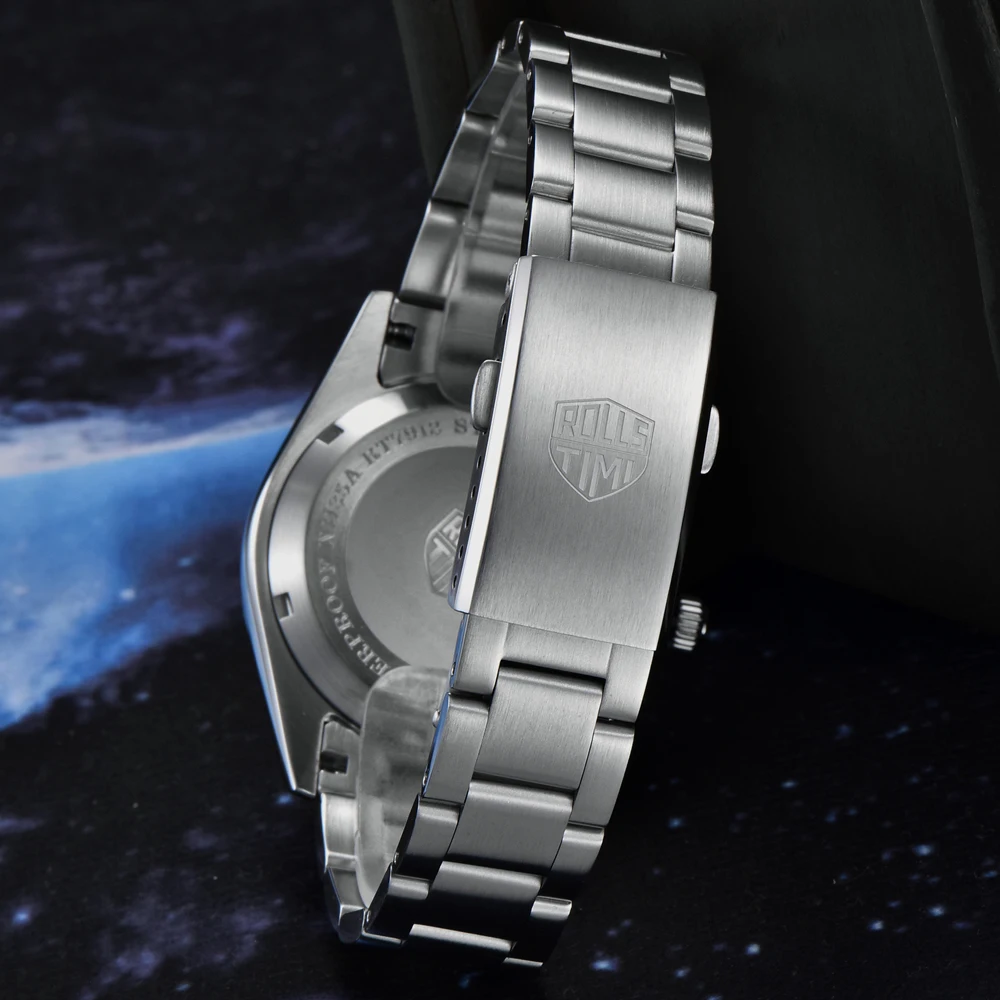 RollsTimi อัตโนมัติผู้ชายหรูหรานาฬิกาสแตนเลสสตีลนาฬิกาข้อมือสําหรับชาย NH35 Sapphire กระจกนาฬิกากันน้ํา