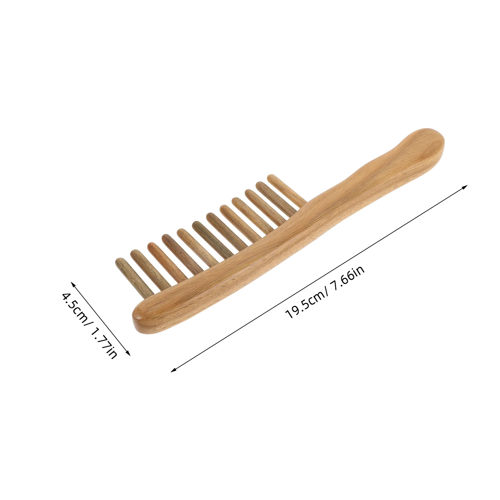 مشط خشب الصندل الأخضر ذو أسنان واسعة مشط شعر خشبي للنساء والرجال أداة تدليك مضادة للكهرباء الساكنة لفروة الرأس شعر مجعد سميك محكم #5