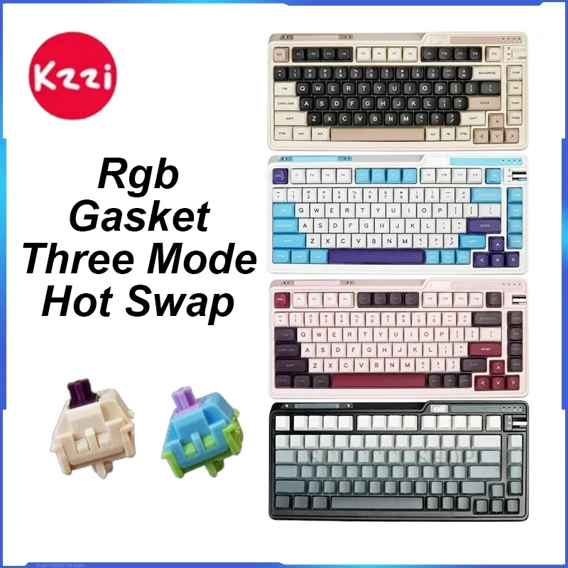 

Kzzi K75 Lite Mechanical Keyboard Three Mode Bluetooth Wireless 75% 82 Keys RGB Gasket Hot Swap Customized Gameing Keyboard Gift