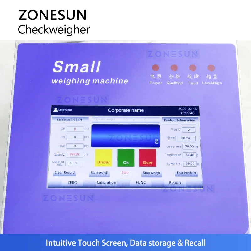 Zonesun pequeno mini verificador ZS-CW150 equipamento de detecção de peso de garrafa de metal