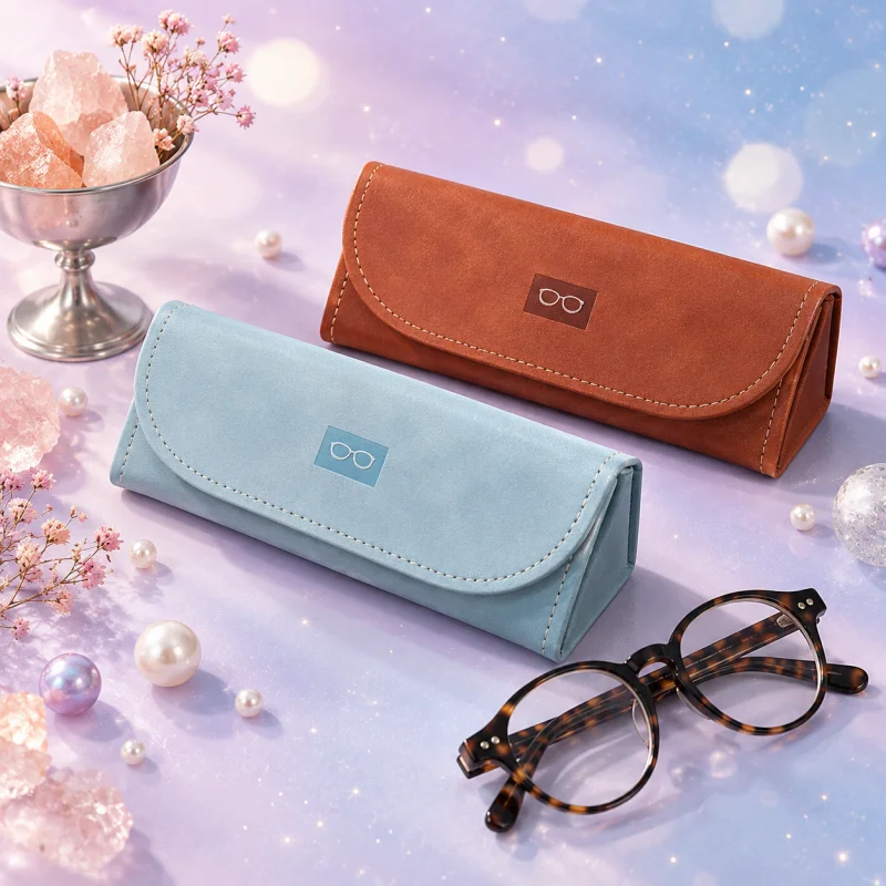 1pc Retro PU Leather Glasses Case Trendy Hard Shell Protective Eyewear Storage Box with Delicate Stitching for Women Daily Trave