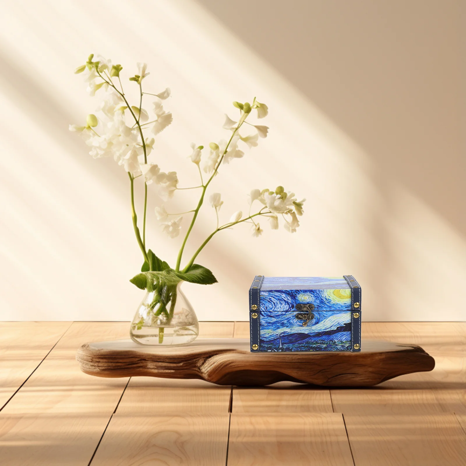 

Oil Painting Storage Box Decorative Boxes for Jewelry Container Wood Desktop Large
