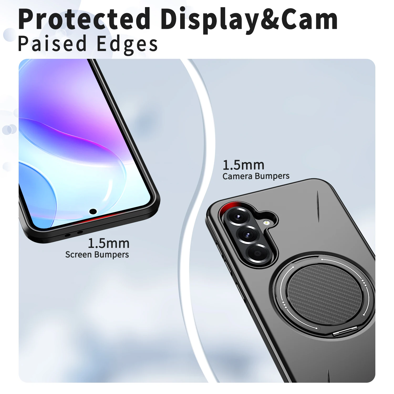 軍用グレードのリングホルダーケース、Samsung Galaxy A17 5G、A16、A56、A36、A26、A55、A35、A15、A14、S25 FE、S24 Ultra、S23 Plus対応、ハードカバー