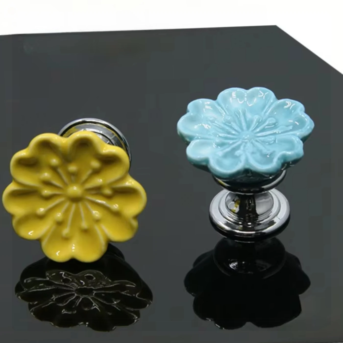 Puxador de armário redondo vintage com design europeu de orquídea para gavetas de guarda-roupa de armário de cozinha