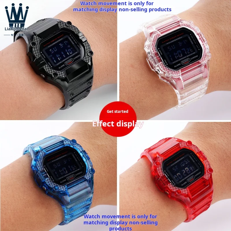 Transparent color 5600 Resin watchband For Casio G-SHOCK DW5600 5610 GW-B5600 GW-M5610 One-piece silicone men watch case strap