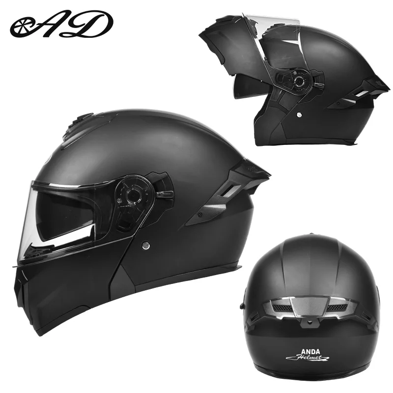 New Unisex Motorcycle ABS Flip up Helmet with Dual Visor Open Face Design for Adults All Seasons AD Factory Wholesale