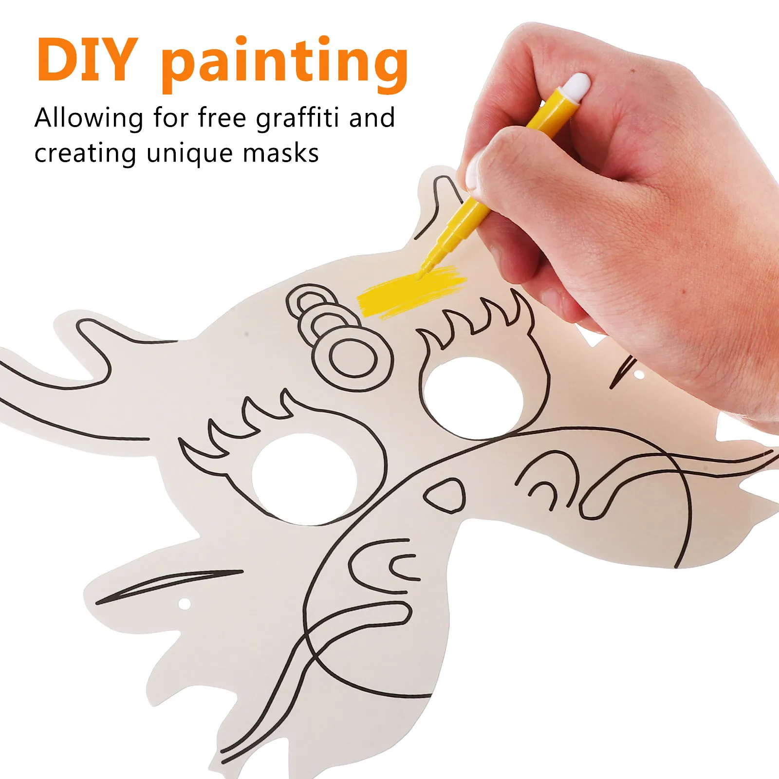 1Set Lightweight Comfortable Blank Masks DIY Coloring Props for Masquerade Halloween Christmas Birthday Stage Performance