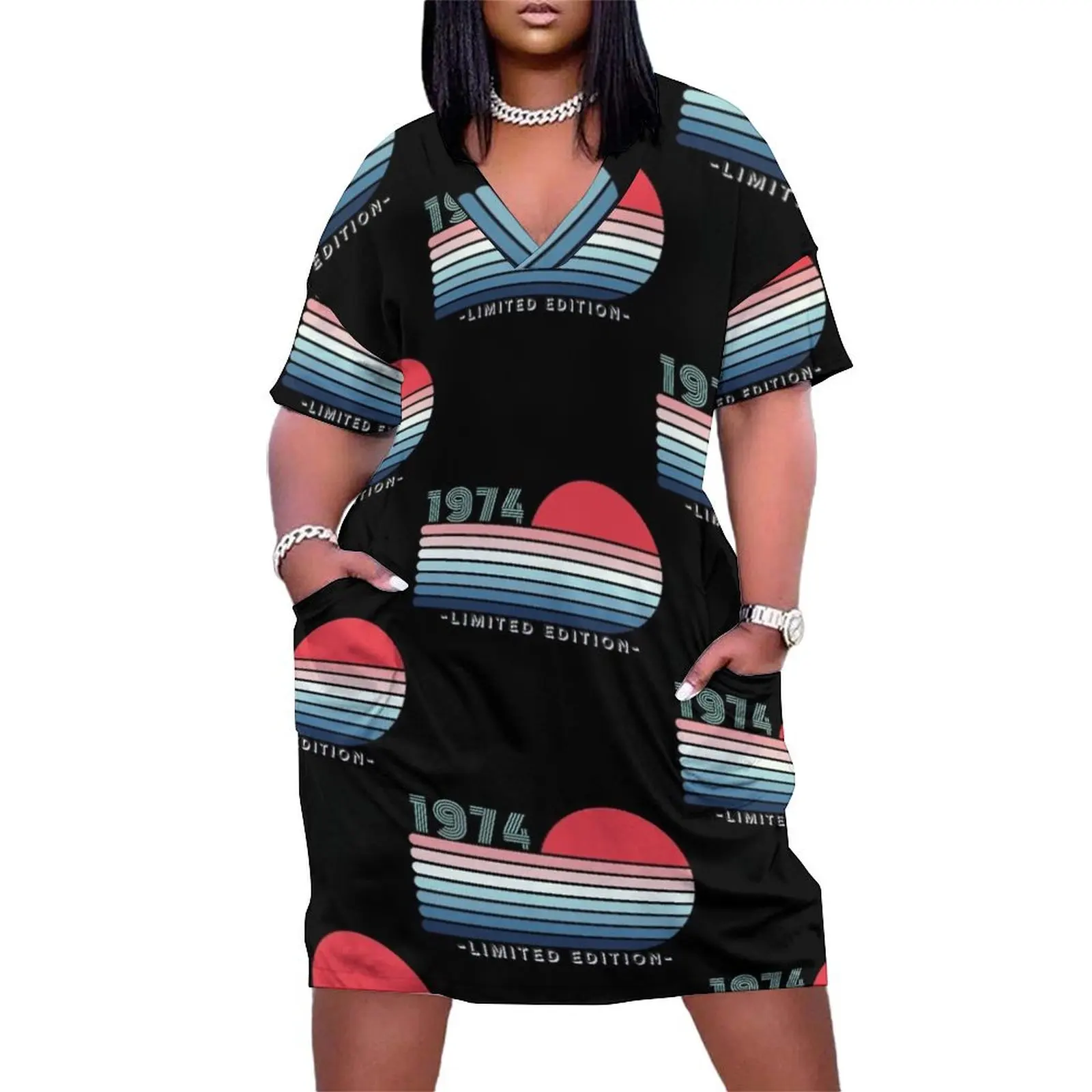 

Limited Edition - Born In 1974 - Birthday - Legend Since 1974 Loose Pocket Dress women's summer jumpsuit summer dress woman 2025