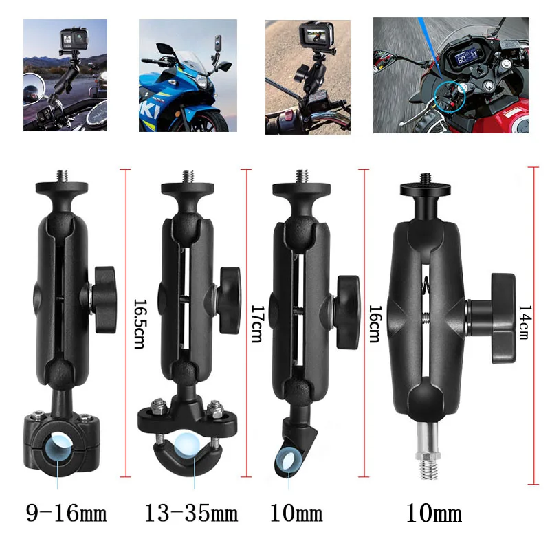 Motorcycle Bicycle Handlebar Bracket Clip for Insta360 X4 X3 X2 GoPro 12 11 10 9 Selfie Stick Monopod Mount Handlebar Base Clip