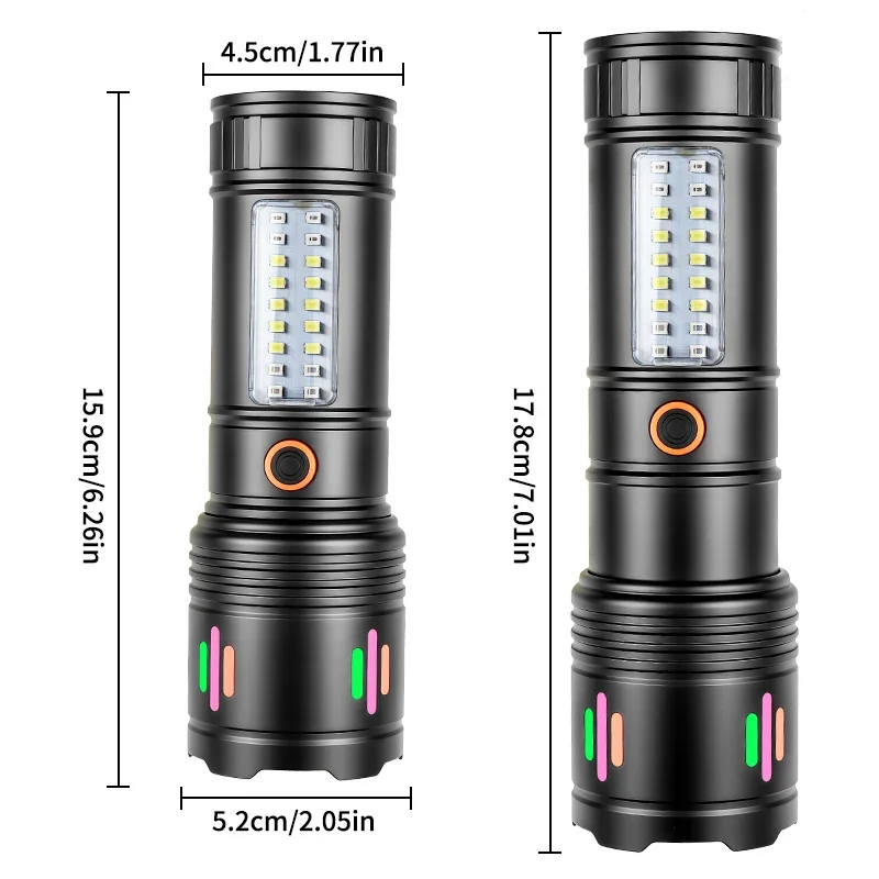 New portable emergency flashlight strong light rechargeable outdoor long-range LED fluorescent strip flashlight