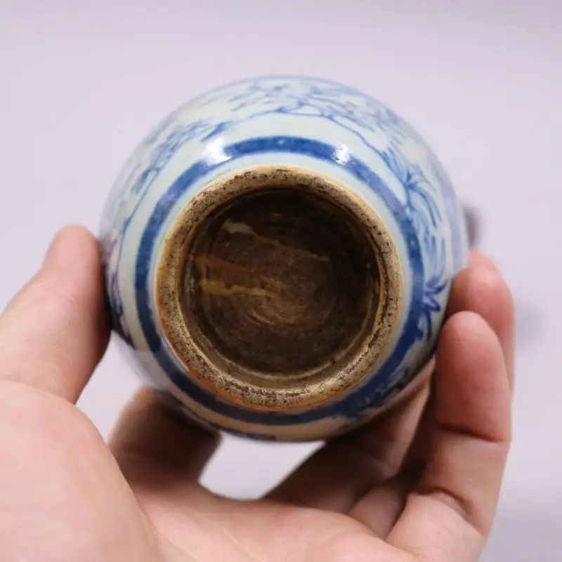 Retro Chinese Porcelain Hand Painted Blue And White Peacock Pattern Tea Cups 2.95 Inch