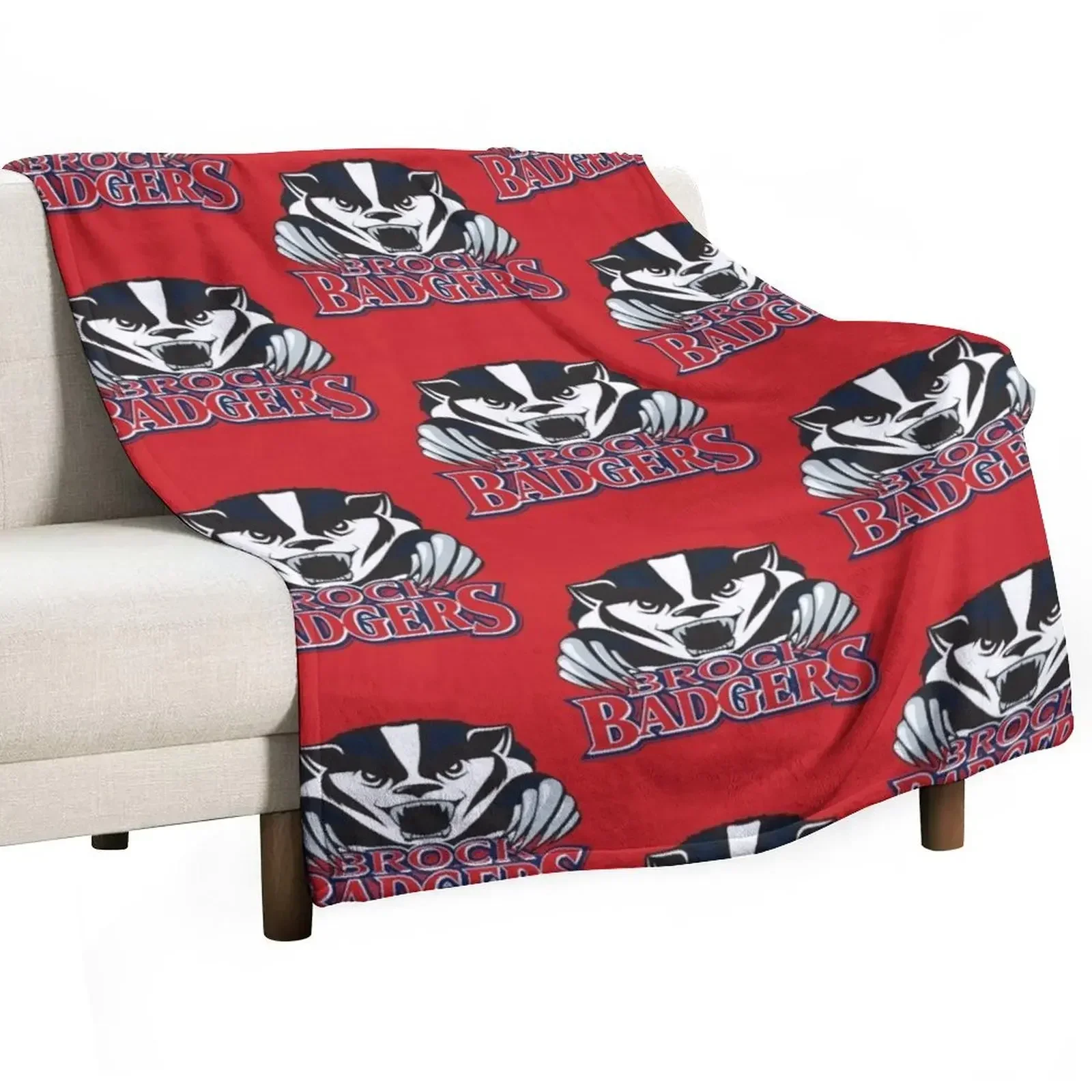 Brock (Badgers) College Logo1 Throw Blanket Quilt wednesday Plush Blankets