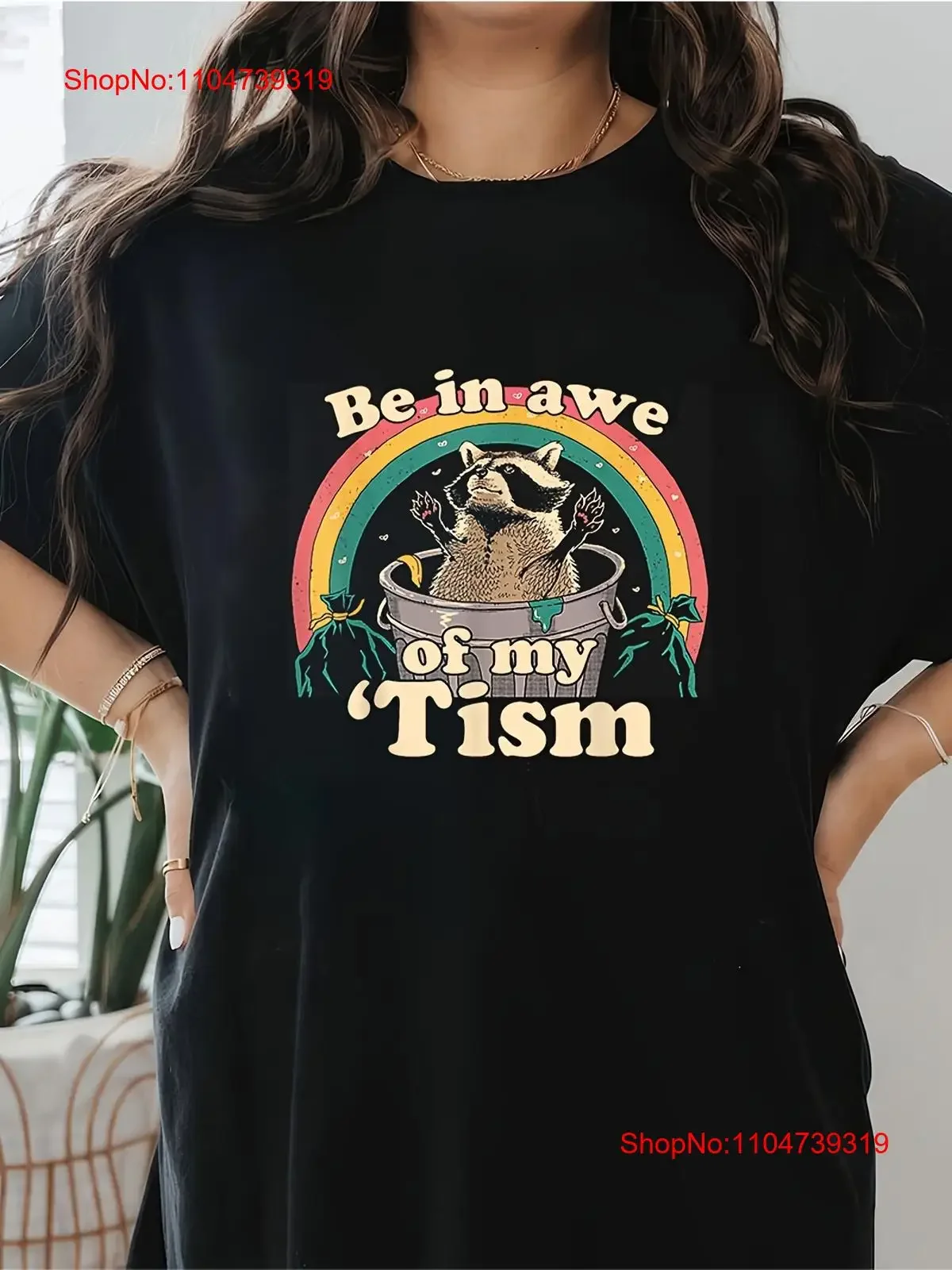 

Женская футболка с принтом «Be In Awe Of My _Tism», повседневная винтажная стираная дизайнерская одежда, топ для повседневной носки, растягивающаяся мода