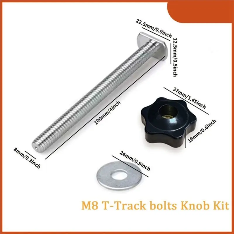ABFU-10 Sets T Track Bolt Knob Kit, T-Track Accessory Includes T-Slot Bolts With Washers And Star Knobs For Woodworking Jigs