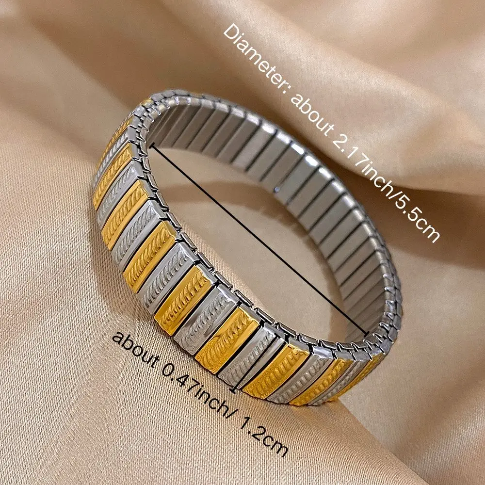 

Two-Tone Tightness Elastic Bangle Stainless Steel Bracelet for Women Men Classic Durable Stretchable Waterproof Jewelry Gifts