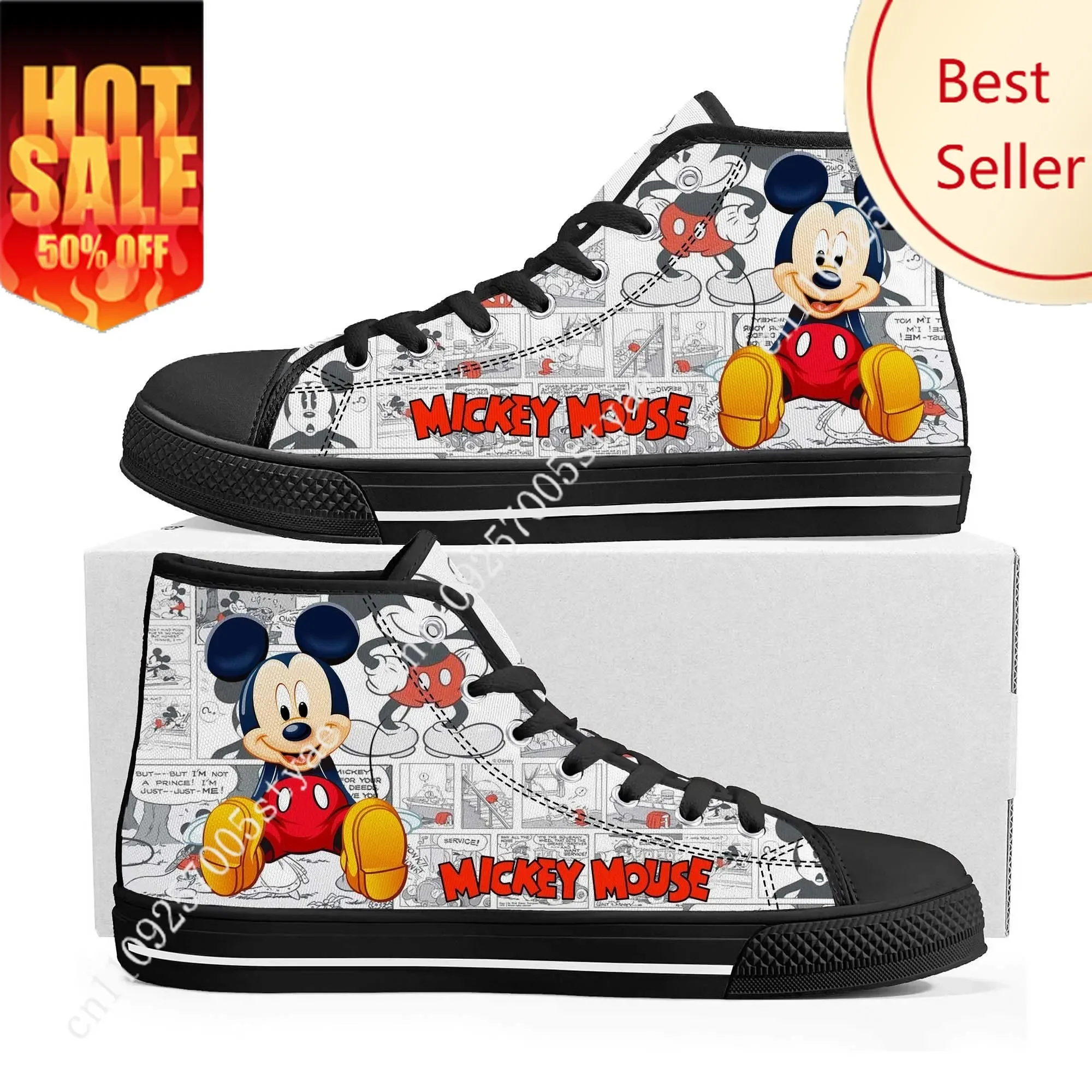 

Mickey Mouse High Top Sneakers Disney Cartoon Movie DIY Decorate Shoes Design Your Party Holiday Gifts Custom Shoe