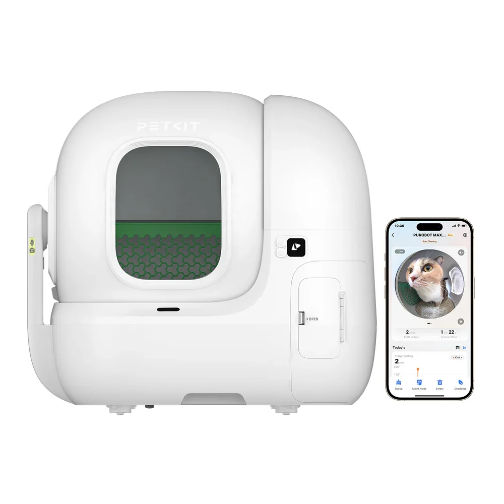 PUROBOT MAX PRO Self Cleaning Cat Lit ter Box with AI-Camera, Semi-Automatic Bag Sealing,Triple Odor Control