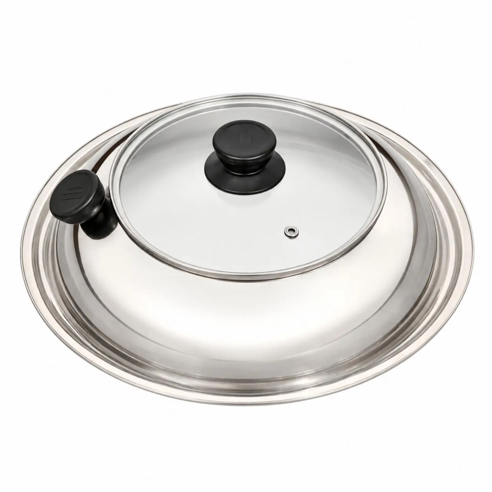 Stainless Steel Splash Proof Pan Lid with Clear Glass Window for Frying Simmering Steaming Use