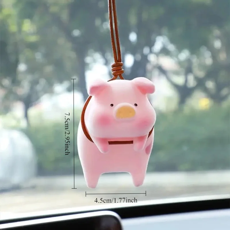 1Pc Cute Pig With Glasses Car Pendant Auto Rearview Mirror Pendants Swing Pig Coche Interior Decoraction Accessories Creative Gi