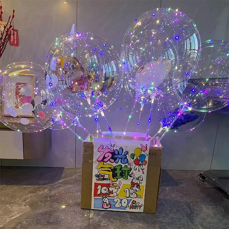 LED Lighted 18 Inch Transparent Balloon Street Vendor with Pole Glowing Pushing Balloon Unisex Short Sleeve T-Shirt  Style