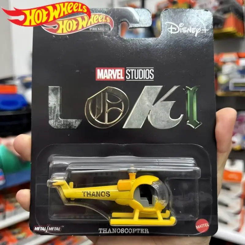 

Оригинальная модель вертолета Hot Wheels Premium Marvel Loki Thanoscopter, масштаб 1:64, литая металлическая модель, коллекционные игрушки Disney, подарки для мальчиков