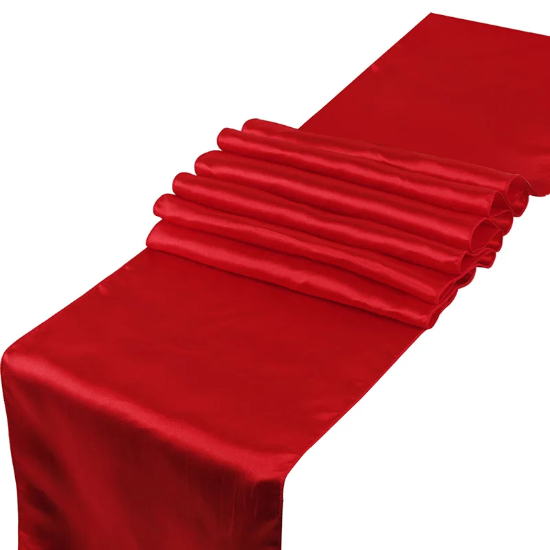 Table Runner Sashes Elegant Solid Color Satin Table Cover for Home Wedding Banquet Festival Party Catering Table Decoration