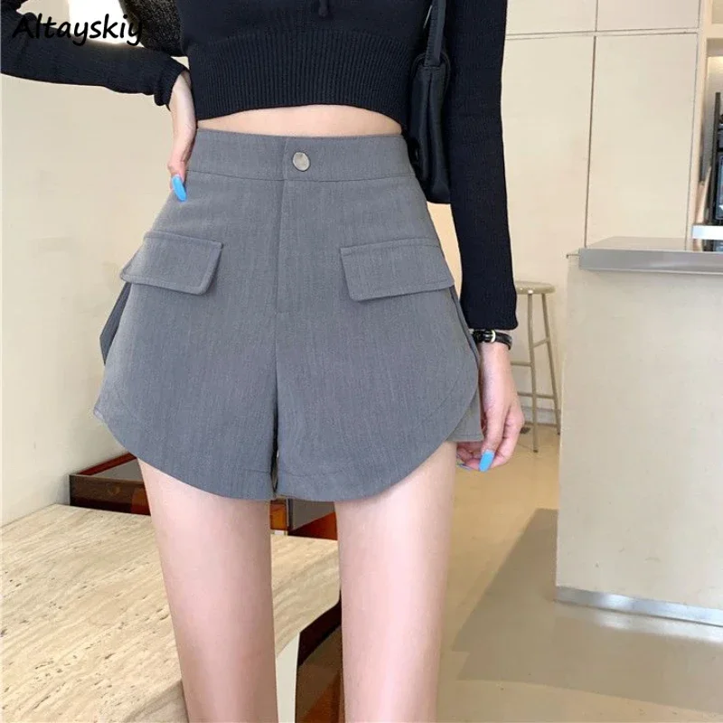 Shorts Women Clothing Summer Casual All-match Office Lady Simple Temper High Waist Hotsweet Wide Leg Personality Mujer Ulzzang